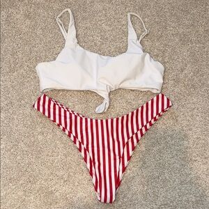 Zaful White and Red Striped Bikini